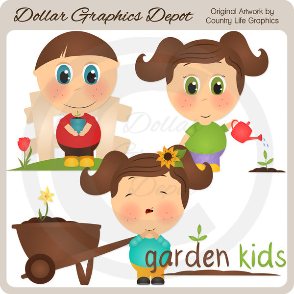 Garden Kids - Clip Art