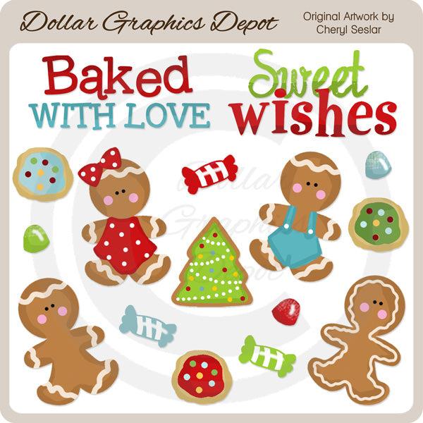 Gingerbread and Gumdrops - Clip Art