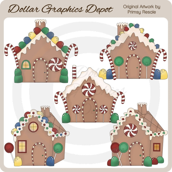 Gingerbread Houses - Clip Art