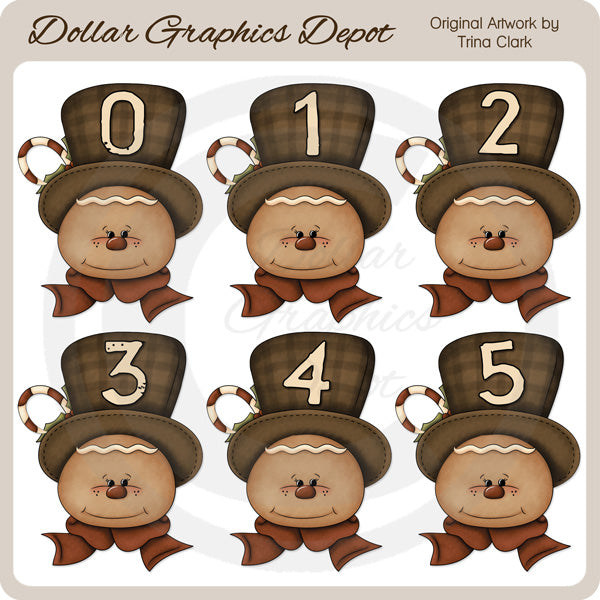 Gingerbread Numbers - Clip Art