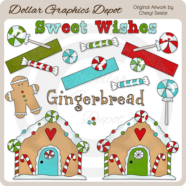 Gingerbread Village - Clip Art