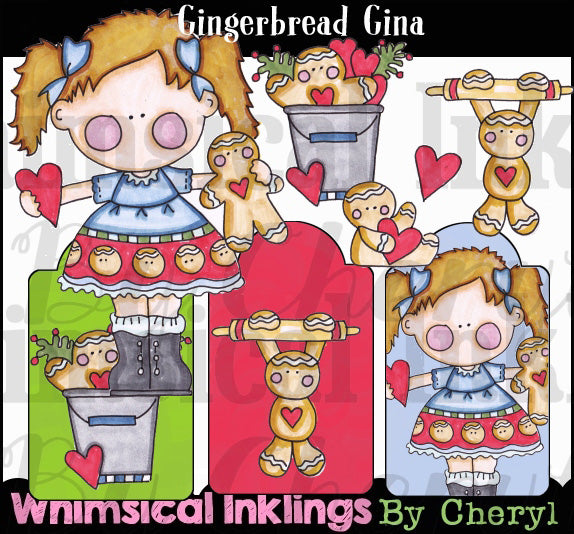 Gingerbread Gina... Colección gráfica coloreada a mano