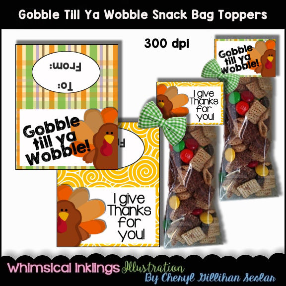 Gobble Till You Wobble Bag Toppers  (WI)