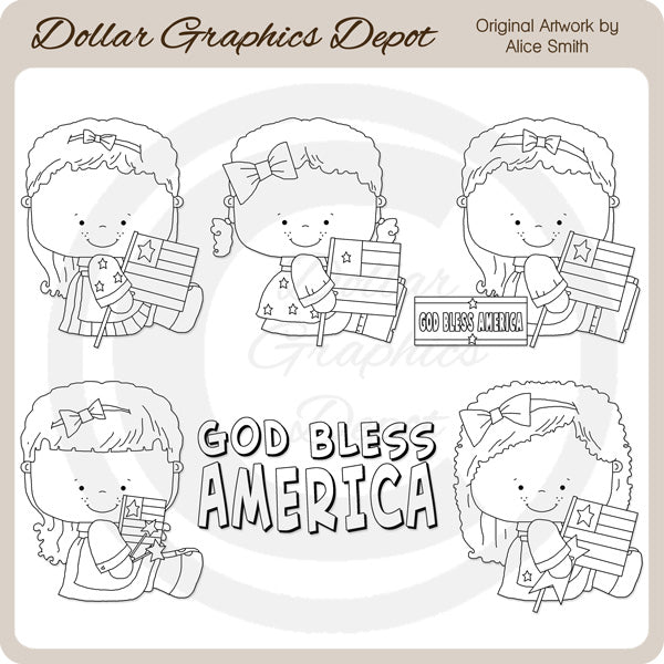 God Bless America - Digital Stamps