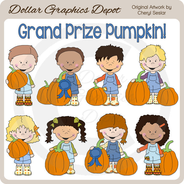 Grand Prize Pumpkin Kids - Clip Art