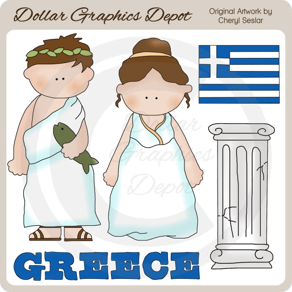 Greek Kids - Clip Art