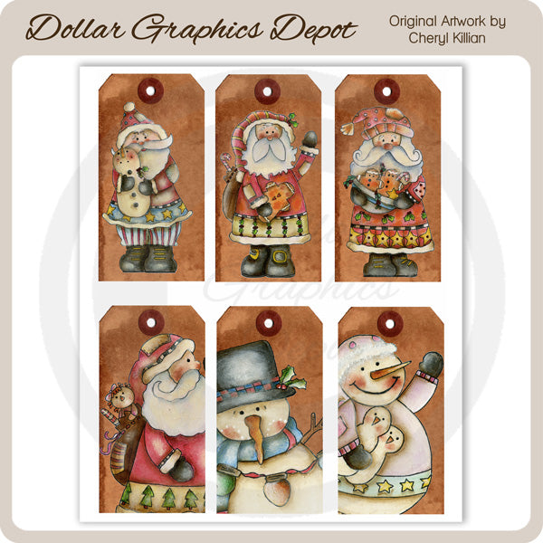 Hand Painted Winter Hodgepodge Sheet Tags