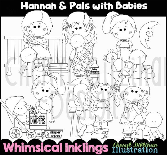 Hannah &amp; Pals con bebés... Sellos digitales