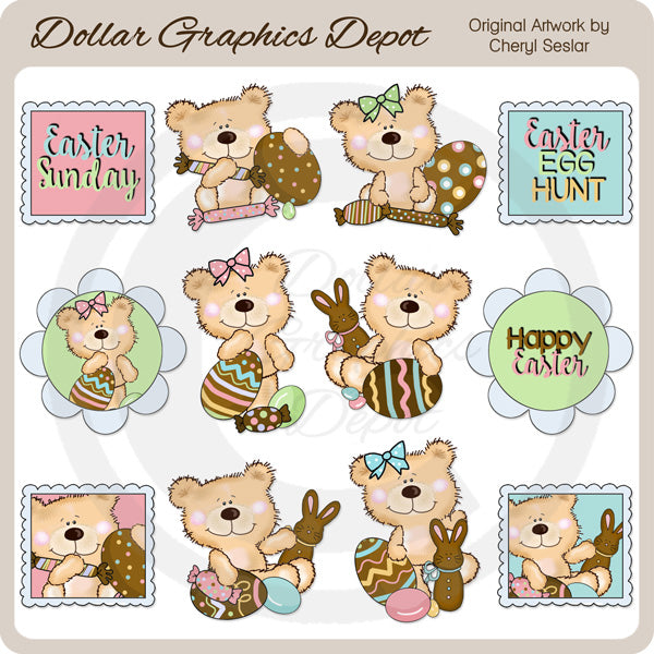 Happy Bear - Chocolate Easter - Clip Art