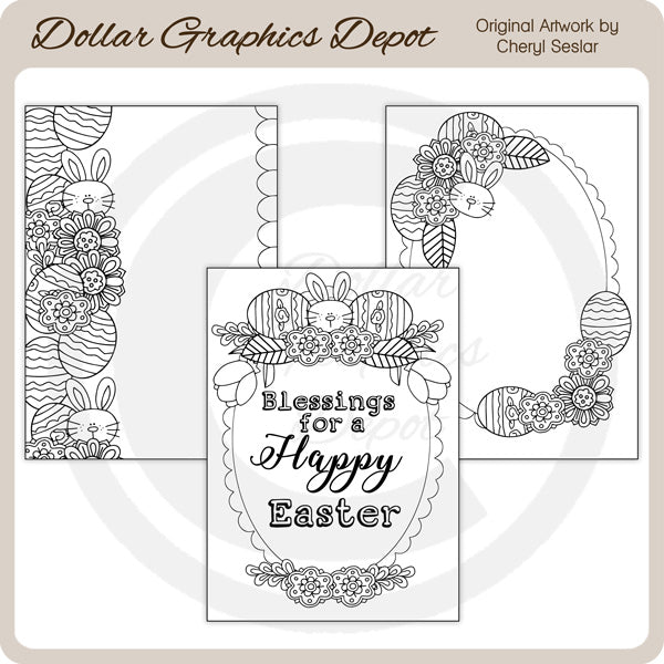 Happy Easter - Coloring Cards