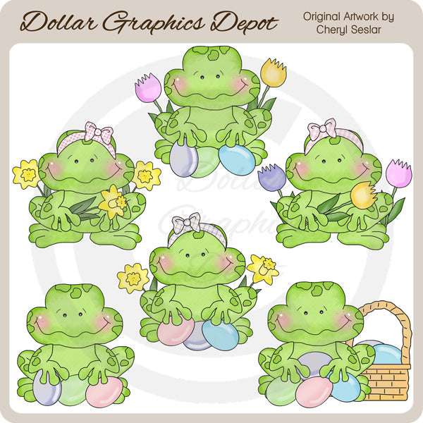 Happy Frogs - Easter - Clip Art