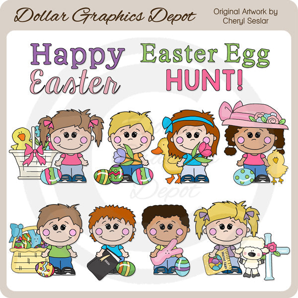 Happy Kids - Easter Sunday - Clip Art