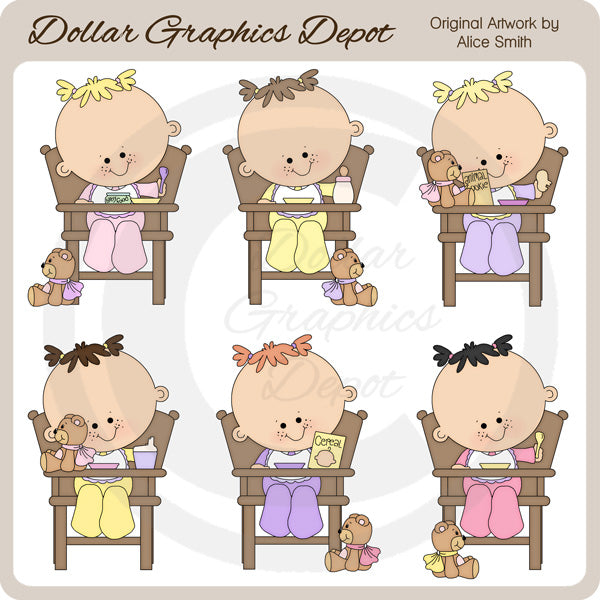 High Chair Toddler Girls - Clip Art - DCS Exclusive