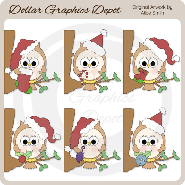 Holiday Owls - Clip Art - DCS Exclusive