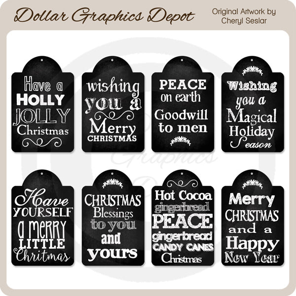 Holly Jolly Chalkboard Tags