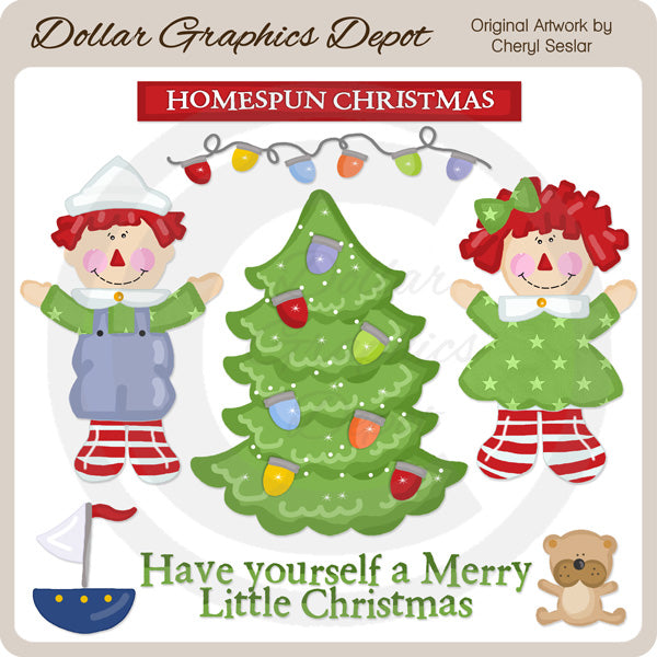 Homespun Christmas - Clip Art