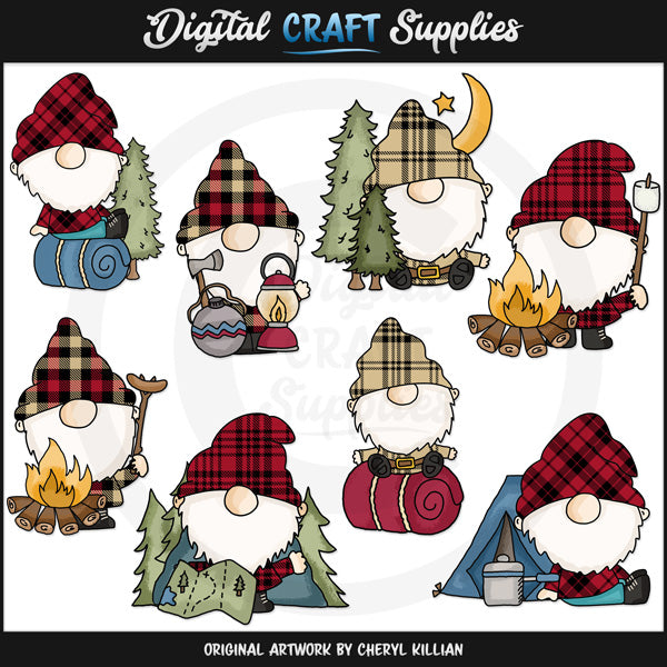 Itty Bitty Camping Gnomes - Clip Art