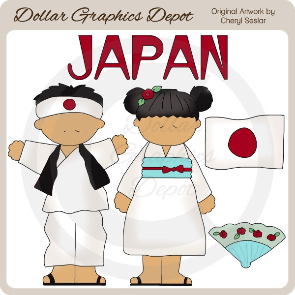 Niños japoneses - Clipart