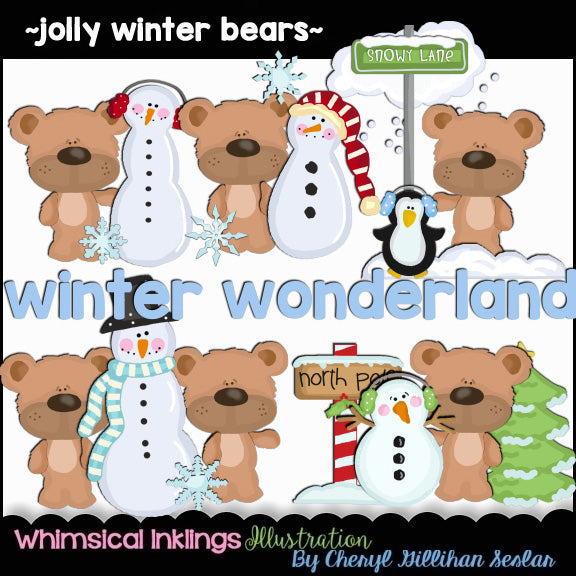 Jolly Bears... Colección de imágenes prediseñadas de osos de invierno