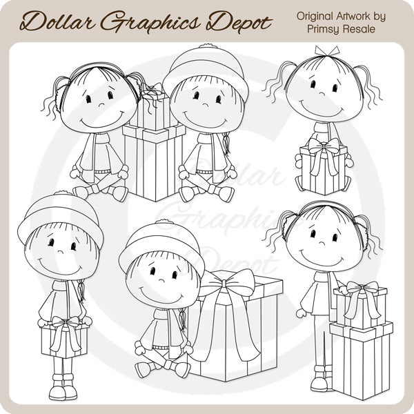 Kids 'n' Christmas Gifts - Digital Stamps