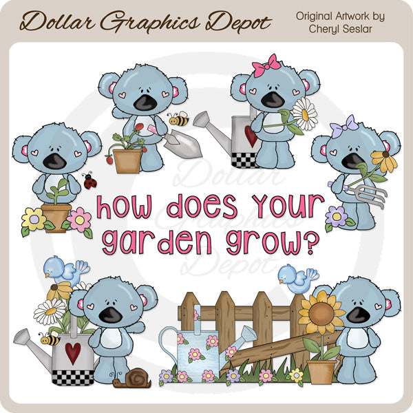 Koala Cuties - Flower Garden - Clip Art