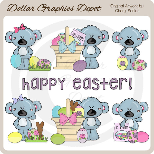 Koala Cuties - Happy Easter - Clip Art