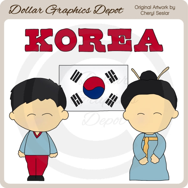 Korean Kids - Clip Art