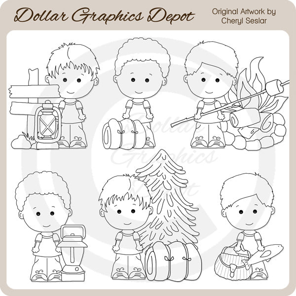 Linus and Pals - Camping - Digital Stamps