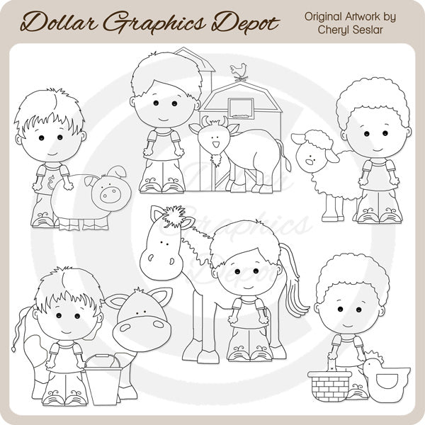 Linus and Pals - On The Farm - Digital Stamps