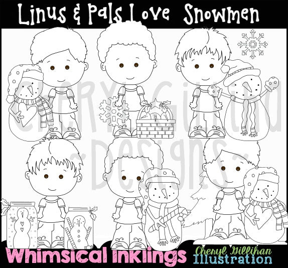 Linus & Pals...Loves Snowmen...Digital Stamps