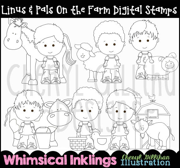 Linus & Pals...On The Farm...Digital Stamps