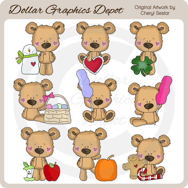 Little Bears - Calendar Helpers - Clip Art - DCS Exclusive