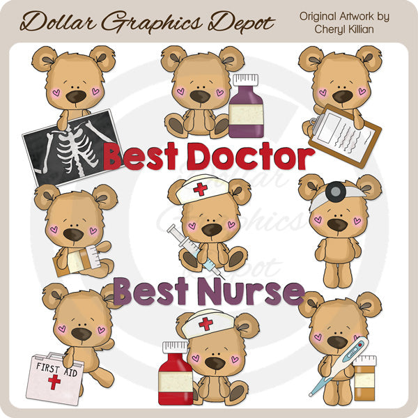 Ositos - Trabajadores médicos - Clipart - Exclusivo de DCS