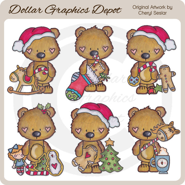 Piccoli orsetti bruni - Natale - ClipArt