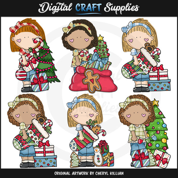 Piccole ragazze di Natale 1 - ClipArt