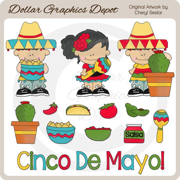 Little Cinco De Mayo Kids - Clip Art