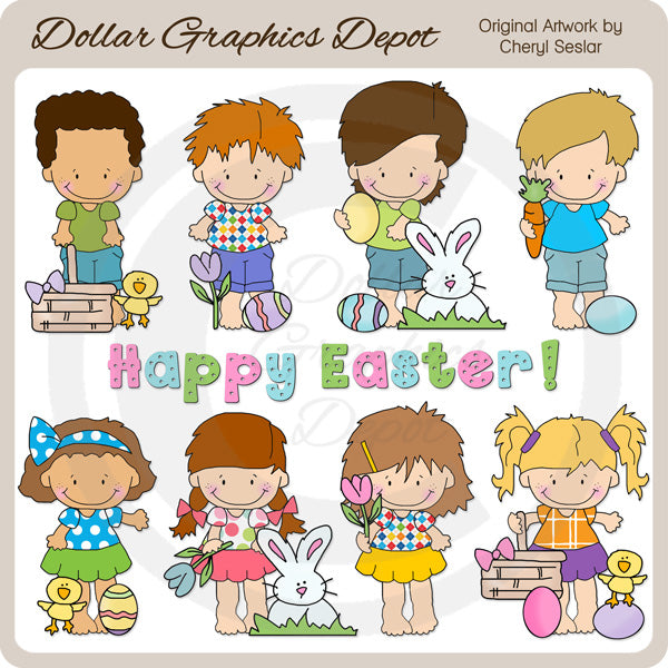Little Easter Kids 1 - Clip Art