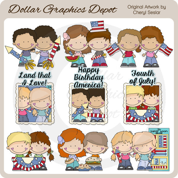 Little Folks - Fourth of July - Clip Art