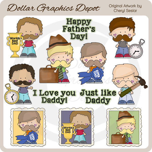 Little Guys - Just Like Daddy - Clip Art