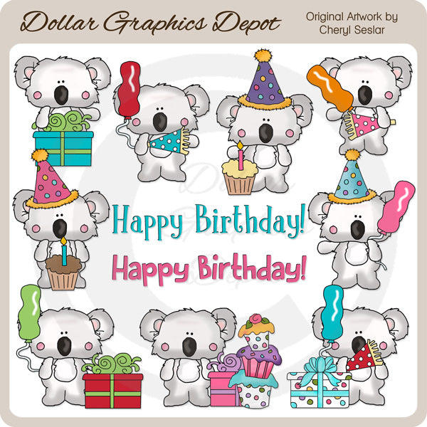 Little Koala - Birthday - Clip Art - DCS Exclusive