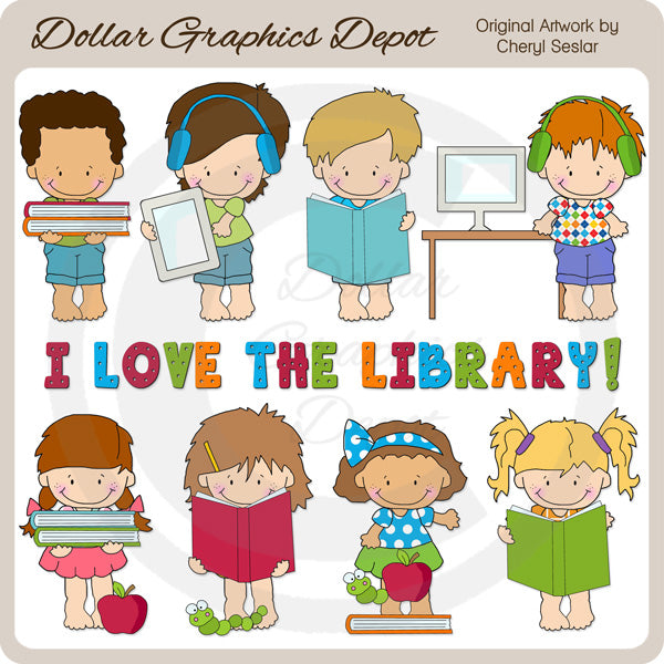 Piccoli bambini della biblioteca - ClipArt