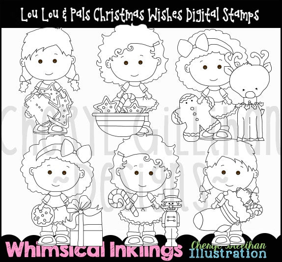 Lou Lou & Pals Christmas Wishes...Digital Stamps