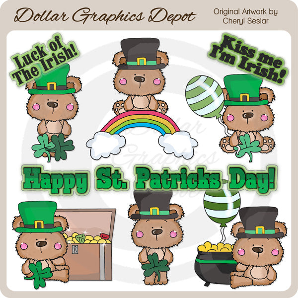 Luck Of The Irish Bears - Clip Art