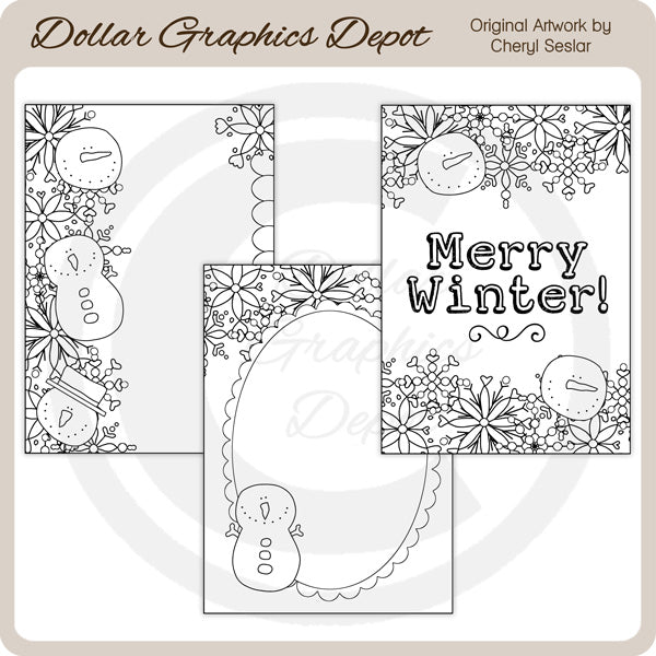 Merry Winter - Coloring Cards