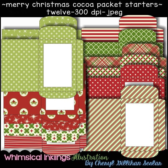 Merry Christmas Cocoa Packets...Set of 12