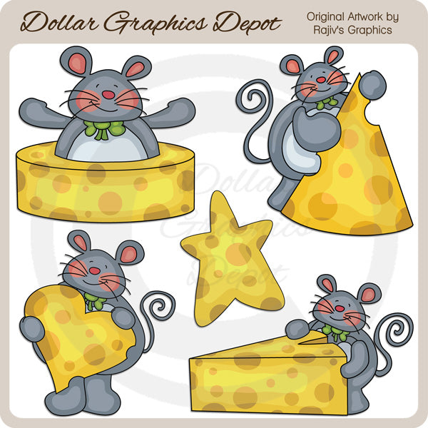 Mice and Cheese - Clip Art