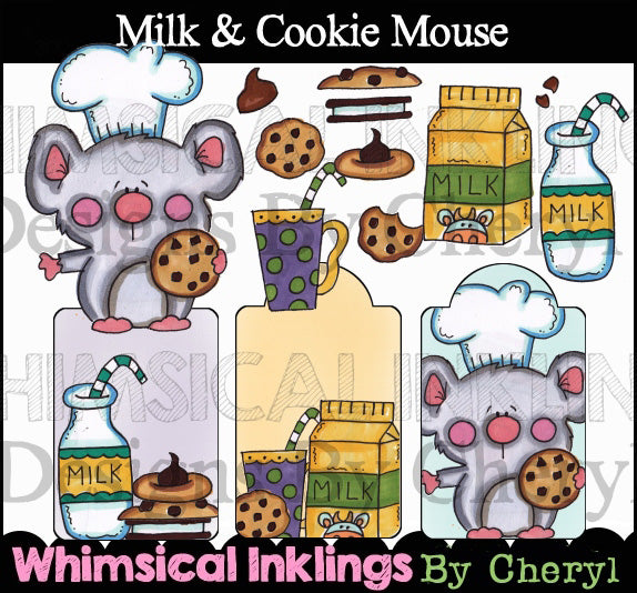 Milk and Cookie Mouse_Hand Colored Graphics