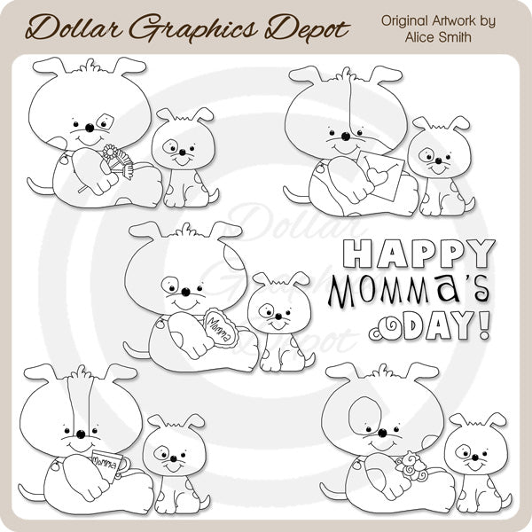Momma's Day Pups - Digital Stamps - *DCS Exclusive"