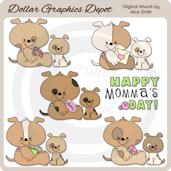 Momma's Day Pups - Clip Art - DCS Exclusive
