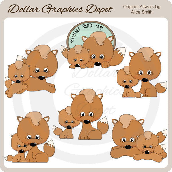 Mommy and Me Foxes - Clip Art - DCS Exclusive